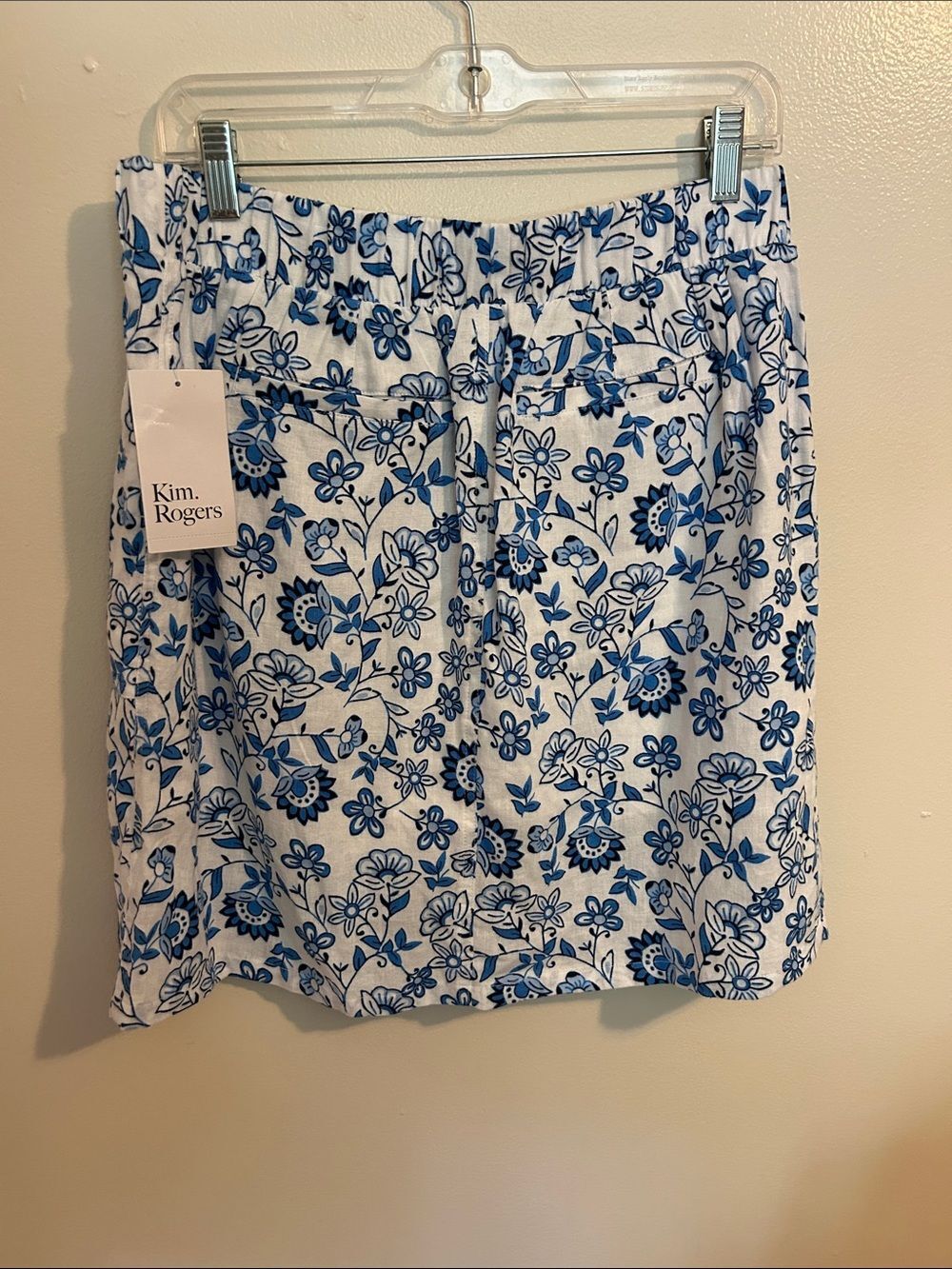 NWT Kim Rogers Linen Blend Skort Blue Floral Print Skirt Built-In Shorts Small - Picture 5 of 8